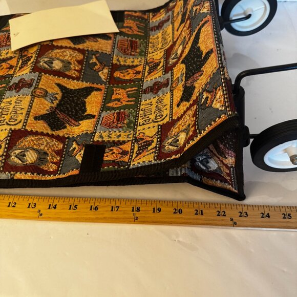 Scottie Tapestry Rolling Travel Collapsible Bag on Wheels Vtg Portable Travel To - Picture 13 of 16